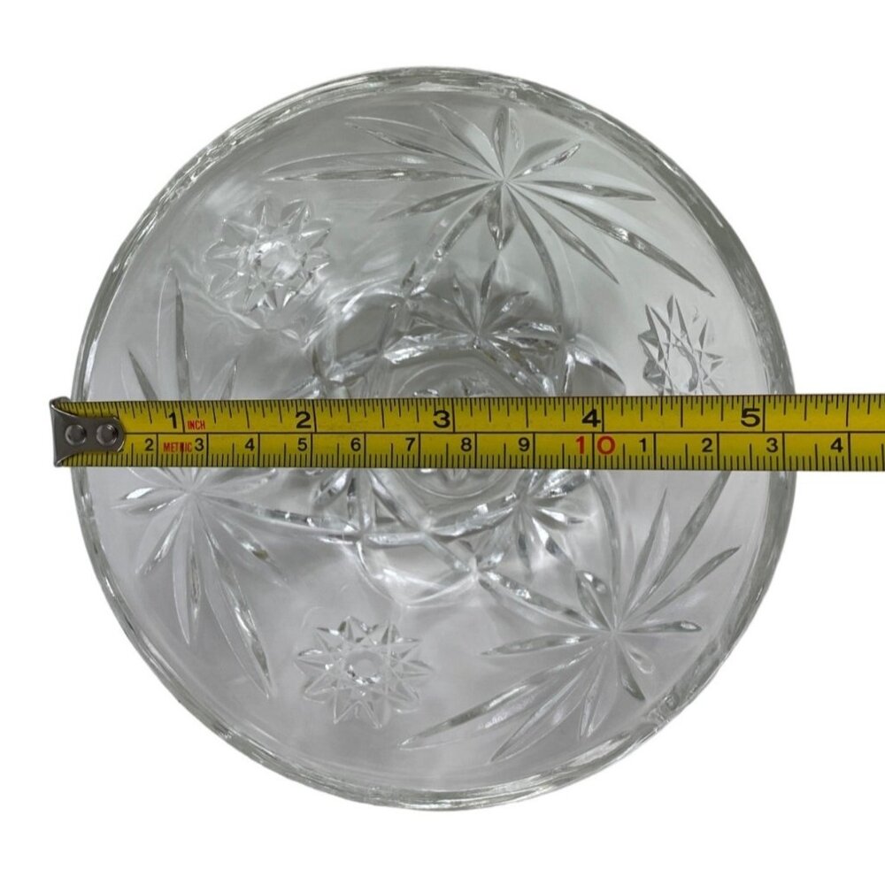 Anchor Hocking Prescut Clear Glass Candy Dish & Lid Pressed Star/Fan Design - Picture 10 of 11